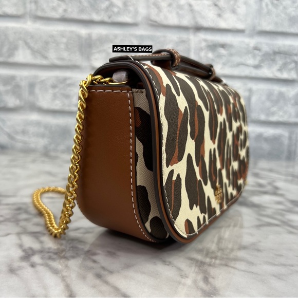 Tory Burch Emerson Printed Top Handle Crossbody In Leopard Print - Picture 7 of 13